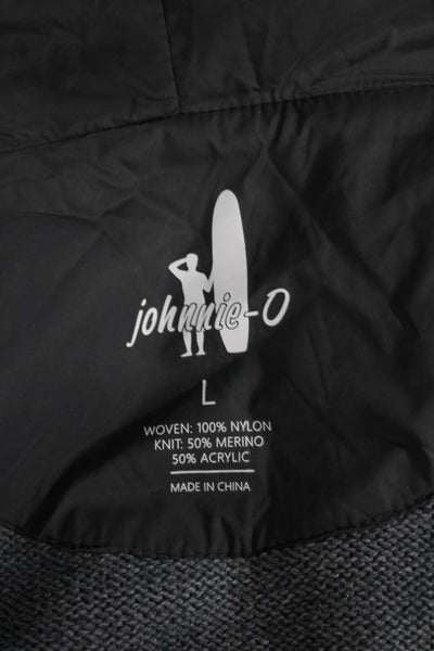 Johnnie-o Mens Quilted Nylon Zip Jacket Gray Fall Size L