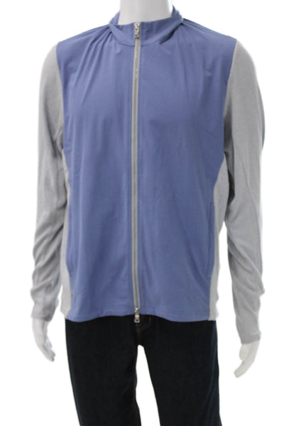 Peter Millar Mens Windbreaker Blue Solid Zip Spring Size L