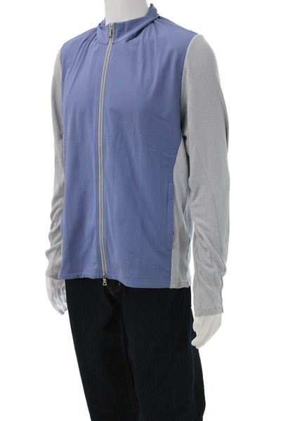 Peter Millar Mens Windbreaker Blue Solid Zip Spring Size L