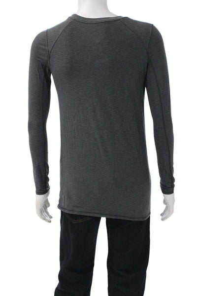 Lululemon Mens Basic Gray Long Sleeve Nylon Round Neck T-Shirt Size L