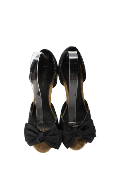 Boutique Nordstrom Womens Monika Platform D'Orsay Heels Shoes Black Satin Size 9