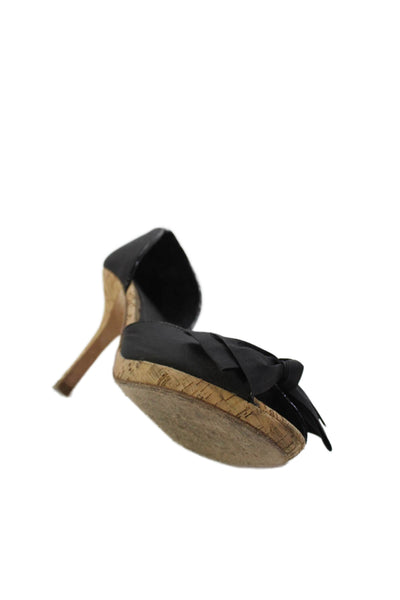 Boutique Nordstrom Womens Monika Platform D'Orsay Heels Shoes Black Satin Size 9