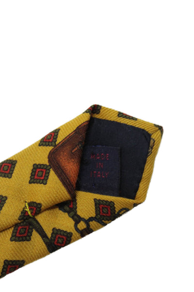 Etro Mens Silk Blend Geometric Print Necktie Yellow Multi Colored