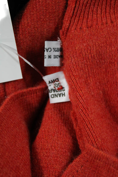 N Peal Women Cashmere V Neck Sweater Vest Orange Sleeveless Size S