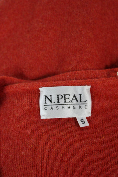 N Peal Women Cashmere V Neck Sweater Vest Orange Sleeveless Size S