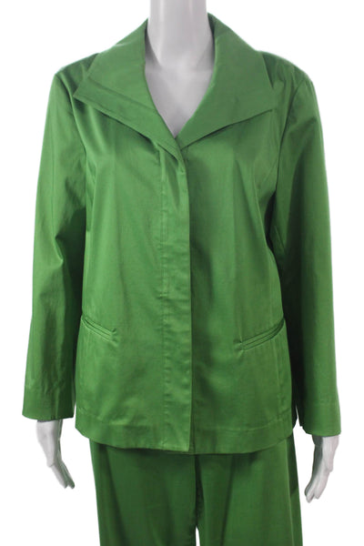 Lafayette 148 New York Women Green Long Sleeve Pant Suit Cotton Size 14