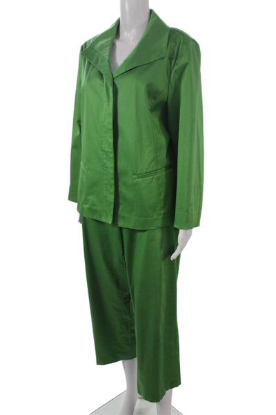 Lafayette 148 New York Women Green Long Sleeve Pant Suit Cotton Size 14