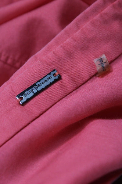 Elie Tahari Women Pink Cotton Collared Basic Button Up Long Sleeve Top Size L