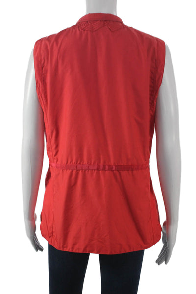 Elie Tahari Womens Basic Jacket Vest Red Zip Sleeveless Polyester Size M