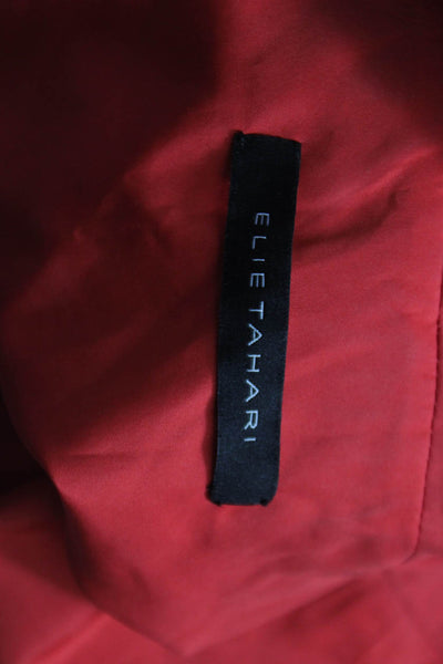 Elie Tahari Womens Basic Jacket Vest Red Zip Sleeveless Polyester Size M