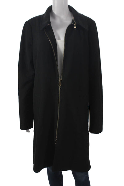 Eccoci Women Black Overcoat Long Sleeve Zip Size 12