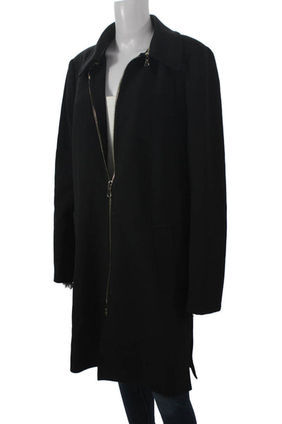 Eccoci Women Black Overcoat Long Sleeve Zip Size 12