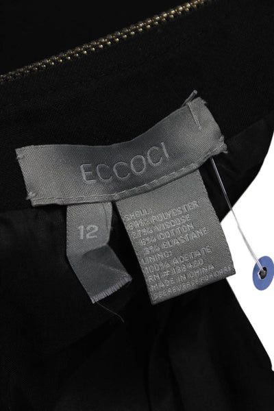 Eccoci Women Black Overcoat Long Sleeve Zip Size 12
