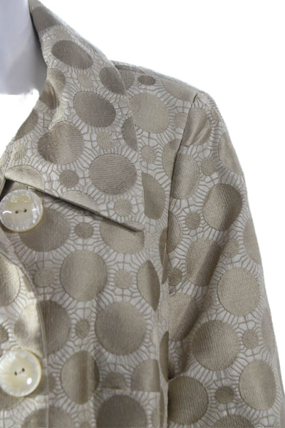 Nina Mclemore Womens Gold Polka Dot Silk Basic Jacket Long Sleeve Size 14
