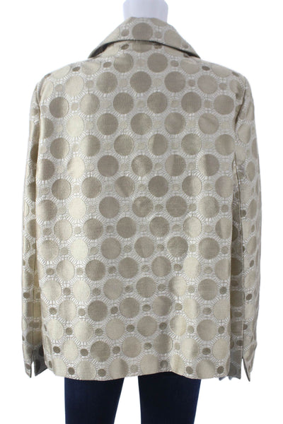 Nina Mclemore Womens Gold Polka Dot Silk Basic Jacket Long Sleeve Size 14