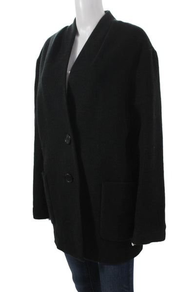 Max Studio Womens Overcoat Black Button Long Sleeve Size L