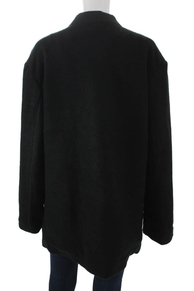 Max Studio Womens Overcoat Black Button Long Sleeve Size L