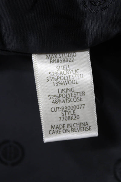 Max Studio Womens Overcoat Black Button Long Sleeve Size L