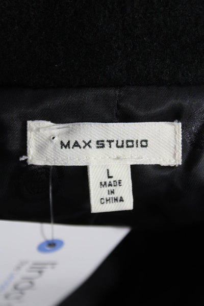 Max Studio Womens Overcoat Black Button Long Sleeve Size L