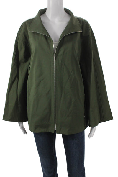 Lafayette 148 New York Womens Basic Jacket Green Zip Long Sleeve Size XL