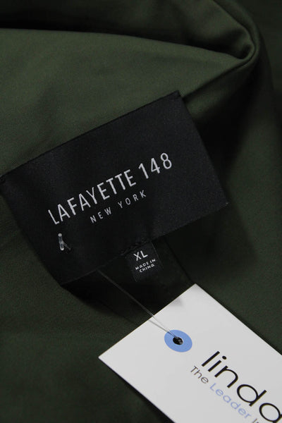 Lafayette 148 New York Womens Basic Jacket Green Zip Long Sleeve Size XL