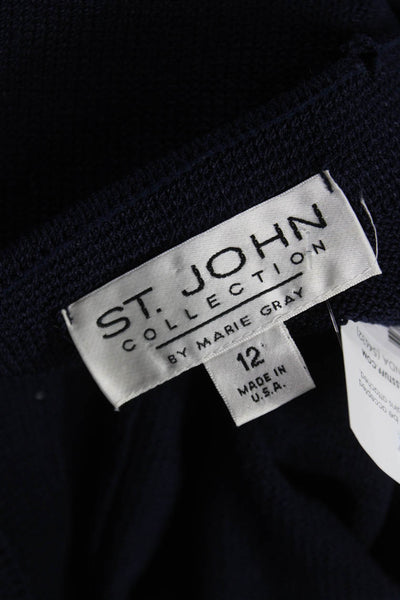 St. John Collection By Marie Gray Women Cropped Wool Pants Blue Size 12