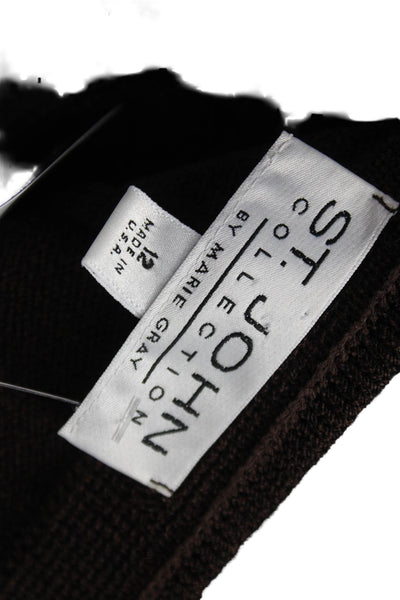 St. John Collection By Marie Gray Womens Cropped Wool Pants Brown Size 12