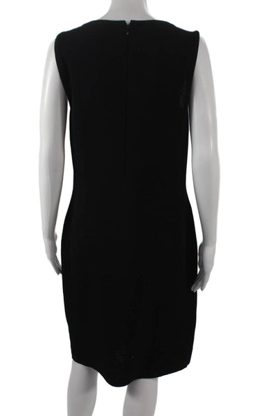 St. John Basics Women Sheath Dress Black Wool Boat Neck Sleeveless Size 8