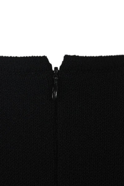 St. John Basics Women Sheath Dress Black Wool Boat Neck Sleeveless Size 8