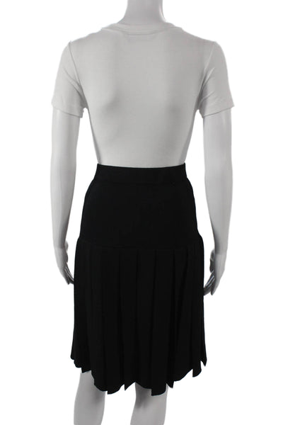 St. John Basics Women Pleated Black Viscose Knee Length Skirt Size 10