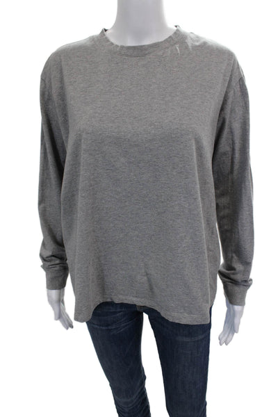 Negative Womens Basic T-Shirt Gray 100% Cotton Long Sleeve Size M