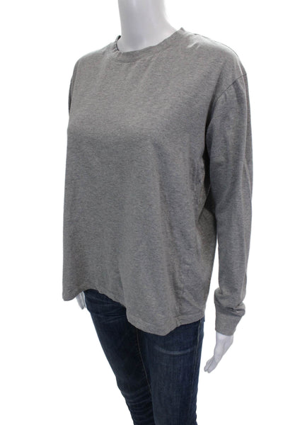 Negative Womens Basic T-Shirt Gray 100% Cotton Long Sleeve Size M