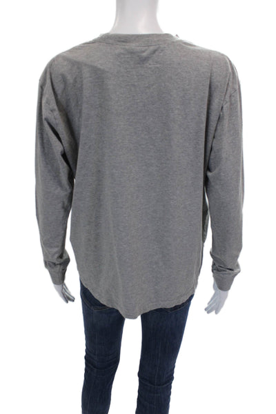 Negative Womens Basic T-Shirt Gray 100% Cotton Long Sleeve Size M