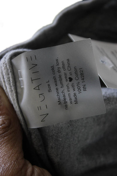 Negative Womens Basic T-Shirt Gray 100% Cotton Long Sleeve Size M