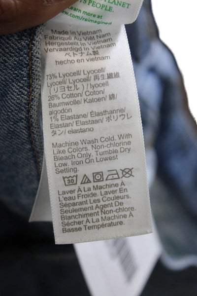 J Crew Women Wide-Leg Jeans Blue Lyocell Mid Rise Button Inseam 30 Size 28
