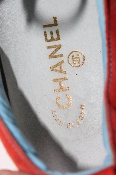 Chanel Womens Suede Spring/Summer 2002 Collection Sneakers Shoes Red Blue Size 8
