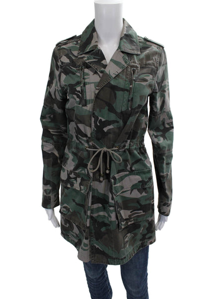 Pam & Gela Women Military Jacket Camouflage Multicolor Cotton Size S