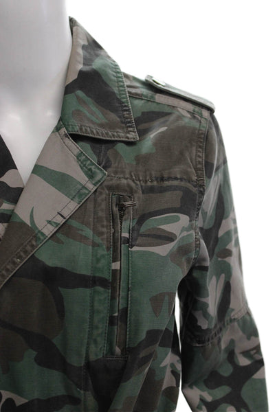 Pam & Gela Women Military Jacket Camouflage Multicolor Cotton Size S