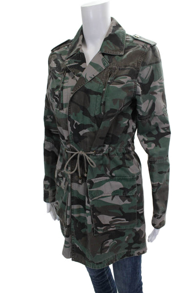 Pam & Gela Women Military Jacket Camouflage Multicolor Cotton Size S