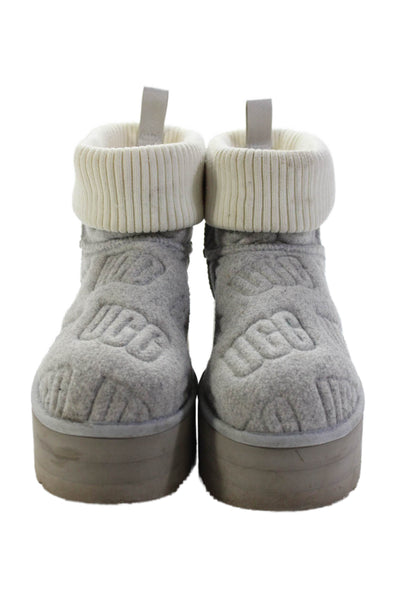 UGG Australia Womens Classic Mini Platform Felted Logo boots Gray Size 9
