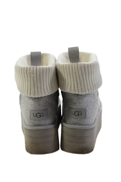 UGG Australia Womens Classic Mini Platform Felted Logo boots Gray Size 9
