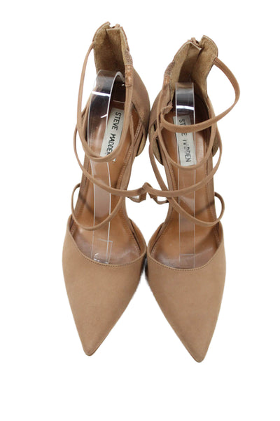 Steve Madden Women's Pointed Toe Stiletto Strappy Sandals Beige Size 9.5