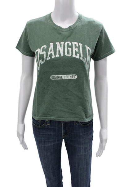 Topshop Womens Green Basic Cotton Crew Neck Short Sleeve T-Shirt Size 0