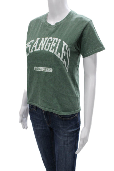 Topshop Womens Green Basic Cotton Crew Neck Short Sleeve T-Shirt Size 0