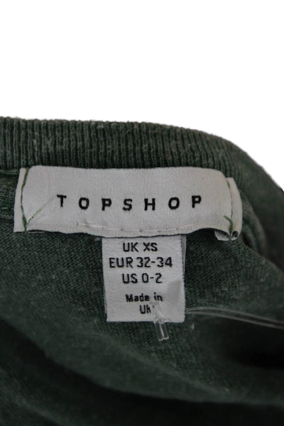 Topshop Womens Green Basic Cotton Crew Neck Short Sleeve T-Shirt Size 0