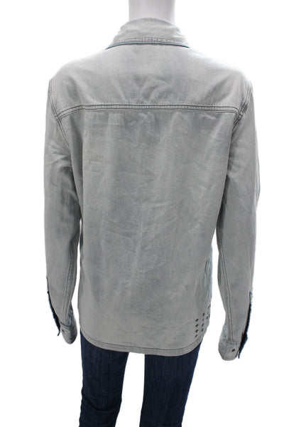 Ksubi Women Basic Blue Cotton Button-Up Collared Long Sleeve Size S