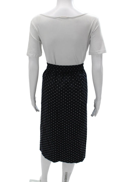 J Crew Womens Pleated Polka Dot Cotton Midi Skirt Black Pull On Size M