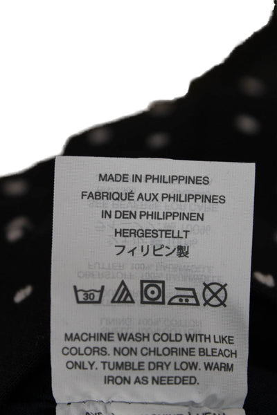 J Crew Womens Pleated Polka Dot Cotton Midi Skirt Black Pull On Size M