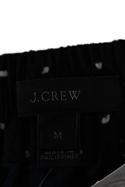 J Crew Womens Pleated Polka Dot Cotton Midi Skirt Black Pull On Size M