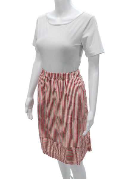J Crew Womens Striped Straight Pencil Skirt Red Polyester Size M